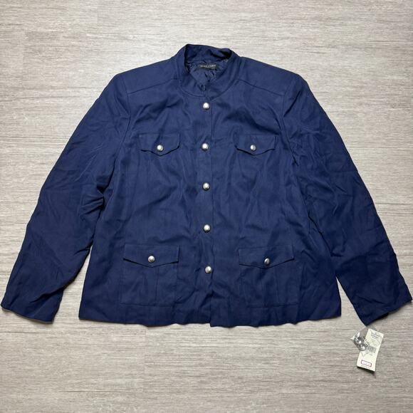 VTG Valerie Stevens Button Front Shirt Silk Top NWT Blue 22W Overshirt Lined - Picture 1 of 7